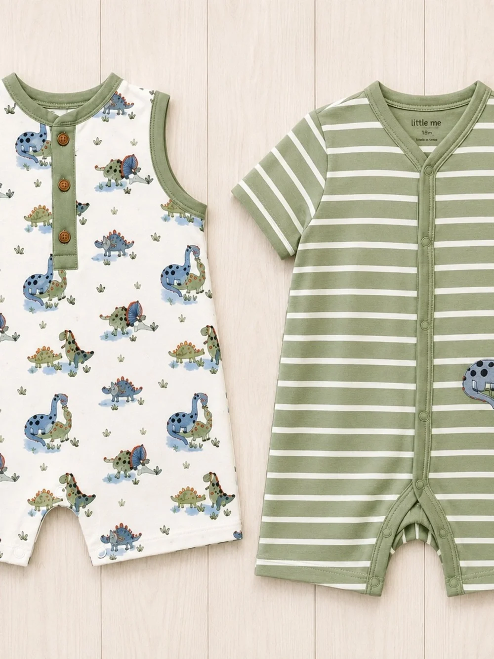 NWT Little Me Baby Boy 2-Pack Dinosaur Romper Set - Size 9M